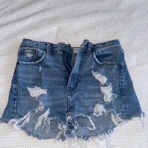 Abercrombie & Fitch Ripped Blue Jean Shorts